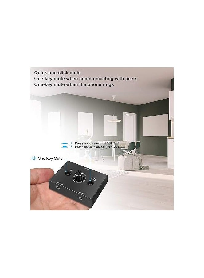 مفتاح اختيار الصوت 3.5 مم، مفتاح مكبر الصوت، صندوق تبديل AUX، مفتاح AB، ثنائي الاتجاه، لا حاجة لتوصيل الطاقة، لهوايات الموسيقى (3.5 مم 1 مدخل - 2 مخرج / 2 مدخل - 1 مخرج) - Image 4